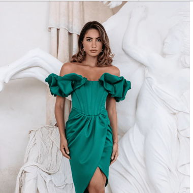 Dark green party dress