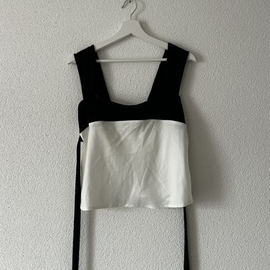 Top con laccio, nero/bianco, taglia XS/S
