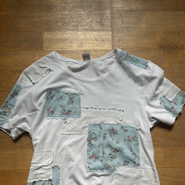 Patchwork cropped tee/t-shirt