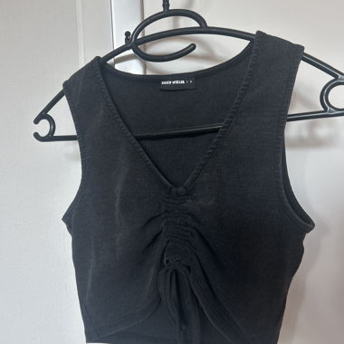 Black Ribbed Top with Tie