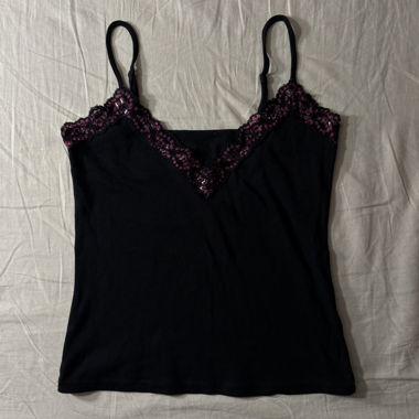 “Lofty” pink lace black body cami top