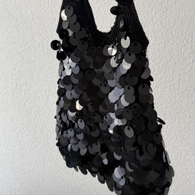 Borsa a Mano con Paillettes Nere