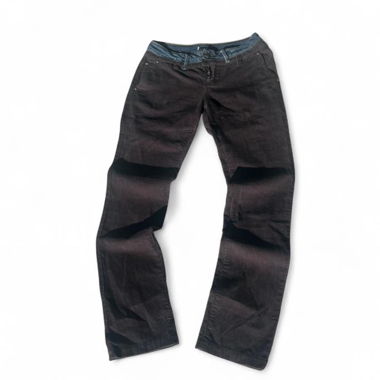 Pantalons en velours côtelé Y2K avec détail de taille en denim