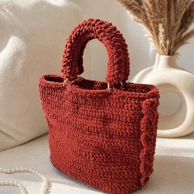 Rote gehäkelte Chrochet Handtasche