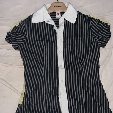 Striped Bikkembergs shirt with yellow shoulders