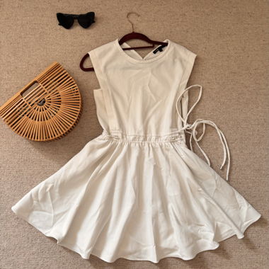 Maje White Lace-Up Dress