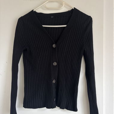 Black ribbed cardigan