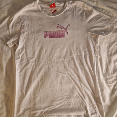 T-shirt bianca PUMA con logo rosa