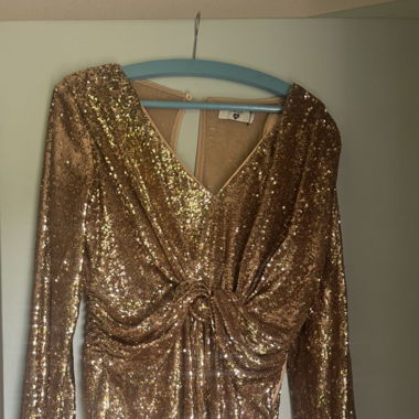 Gold Sequin Twin-Set Party Dress – Size S/M