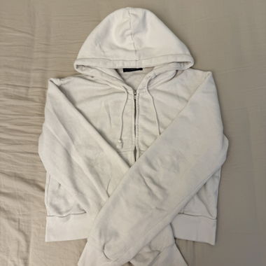 White zip up hoodie