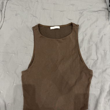 Brown sleeveless top Zara