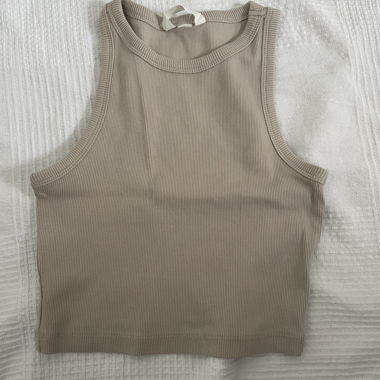 Beige Ribbed Tank Top