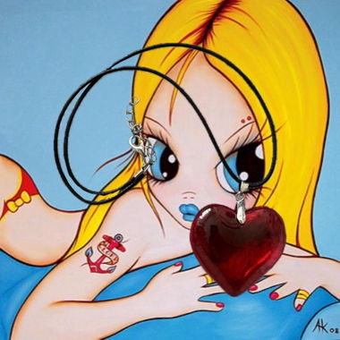 Big Red heart leather necklace
