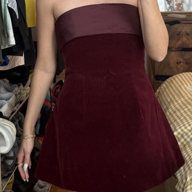Robe bandeau Murci en velours et satin bordeaux