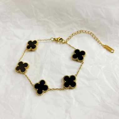 Clover Gold Armkette BLACK - 18k vergoldet