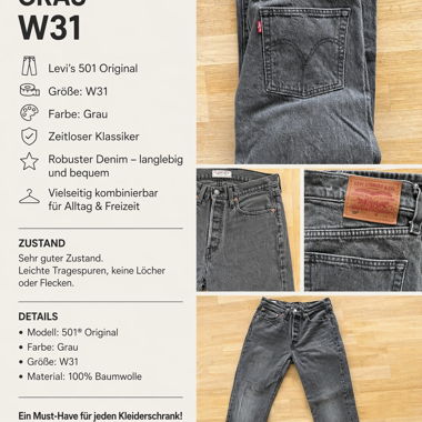 Jeans Levi's 501 W31 grigio