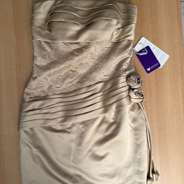 Short strapless champagne dress JJSHOUSE