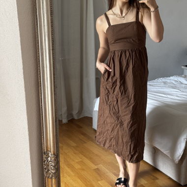 Brown Maxi Dress with Pockets & adjustable back