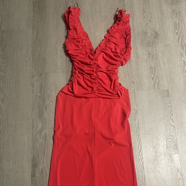 Red Long Midi Zara Dress Size XS