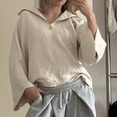 Beige Zip Sweater