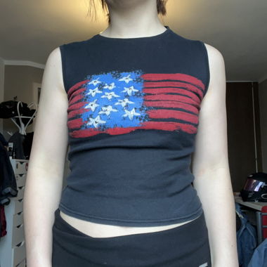 2000s Sleeveless Top with Flag Print