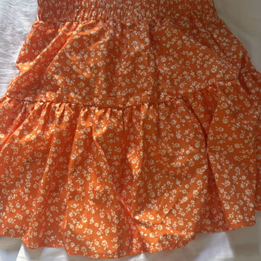Orange Floral Short Skirt