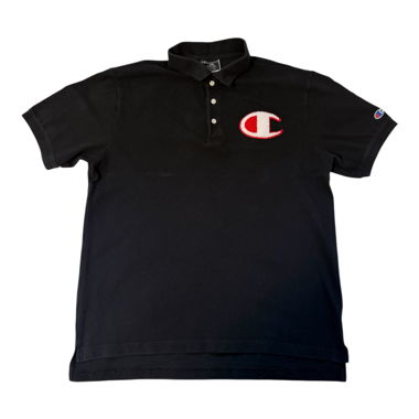 Polo Champion nero con logo ricamato – Taglia L