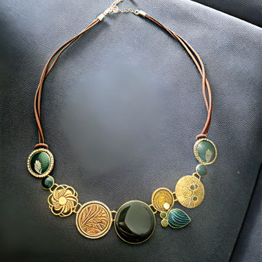 Handcrafted Green and Gold Necklace