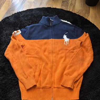 Cardigan Ralph Lauren in Maglia Arancione e Blu - Taglia L