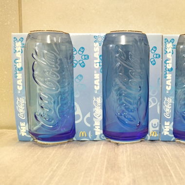 2008 McDonald's Coca Cola Can Glas Dose 3x in Blau