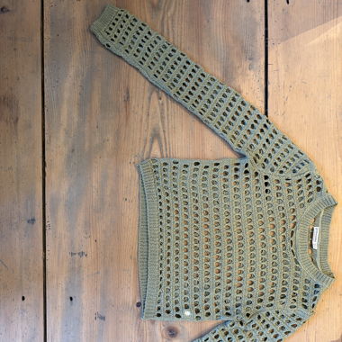 Stradivarius Häkelpullover Salbeigrün 