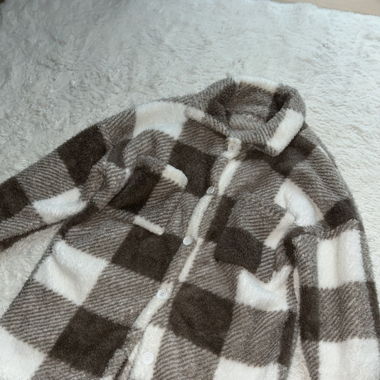 Veste en fourrure à carreaux 