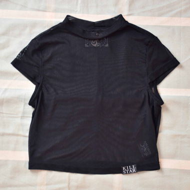 Transparenter schwarzer Killstar-Top XS