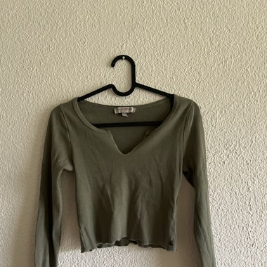 Langarm Crop Top Grün