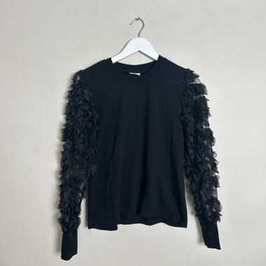 Top JDY nero con maniche floreali