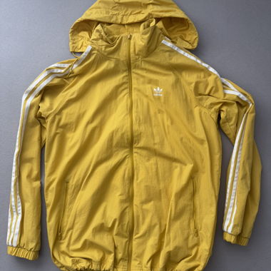 Giacca a Vento Adidas Gialla con Cappuccio Taglia M