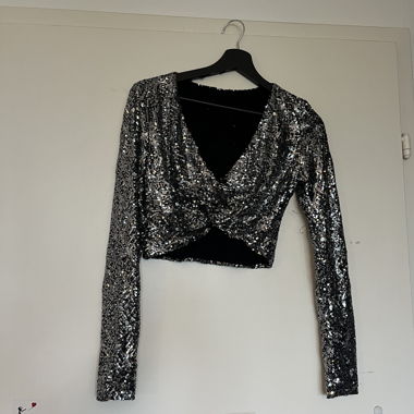 Black sequin crop top