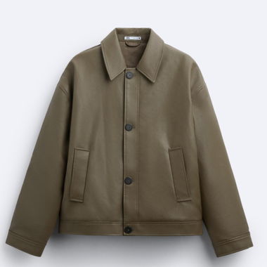 Veste en Cuir Zara taille L Brune