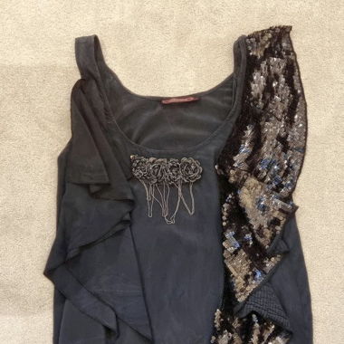 Trelise Cooper Black Silk Party Sequins Dress 8