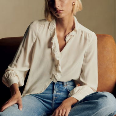 Sézane Silk Blouse Chloe 34/36 offwhite 