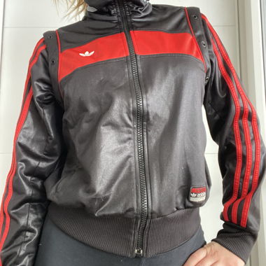vintage red & black adidas zip up