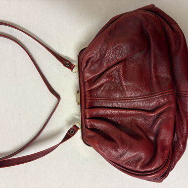 Red leather crossbody bag