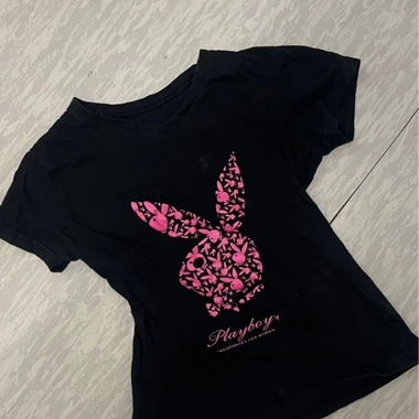 Y2K Playboy T-Shirt schwarz pink