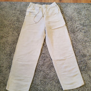 Beige Linen Blend Pants