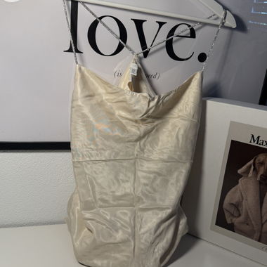 Top satinato H&M con spalline glitter XS