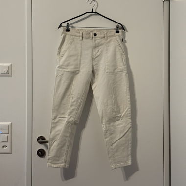Pantaloni cargo rilassati color crema - Cotone