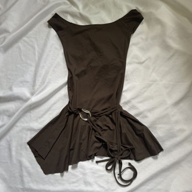 Brown Off-Shoulder Mini Dress