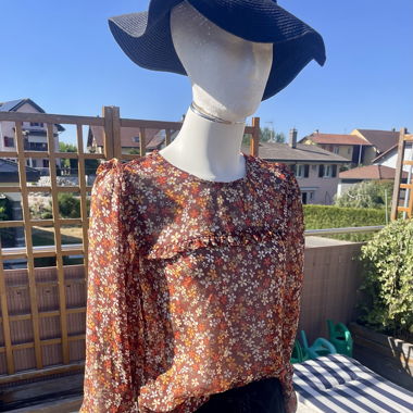 Vintage Bluse mit Herbstlichem Blumenmuster