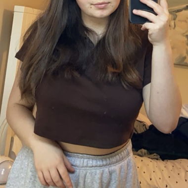 Brown Crop Polo Shirt