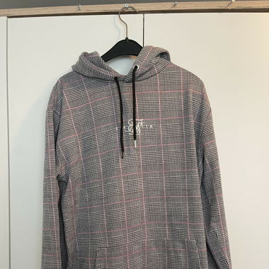 SikSilk Hoodie Gr. S, kariert, rosa/schwarz